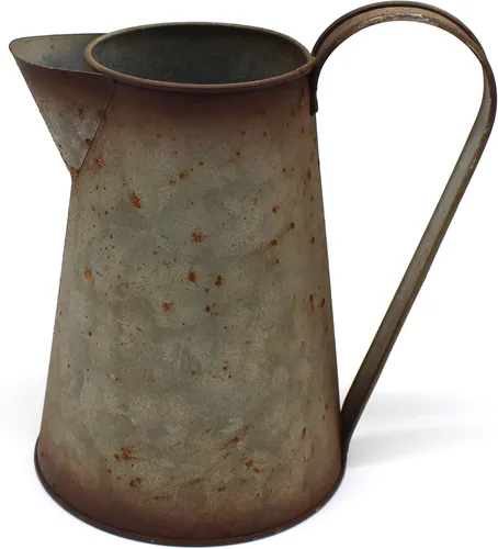 Miniatura 8 de CVHOMEDECO. Jarra de leche de metal galvanizado de 7 pulgadas, jarrón primitivo rústico antiguo para decoración del hogar y el jardín. Negro