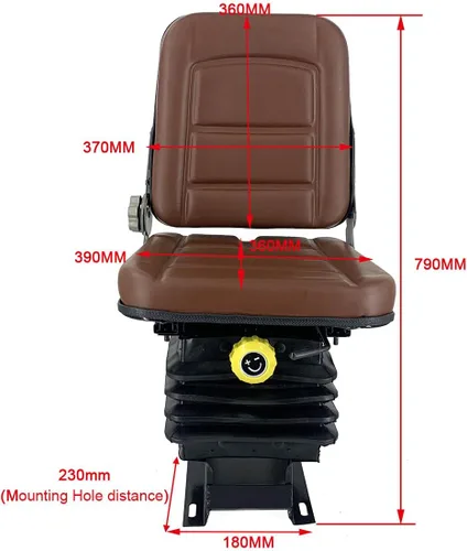 Miniatura 2 de Reemplazo de asiento de suspensión, universal, ajustable, impermeable, resistente, para tractor, carretilla elevadora, excavadora, cargadora Marrón