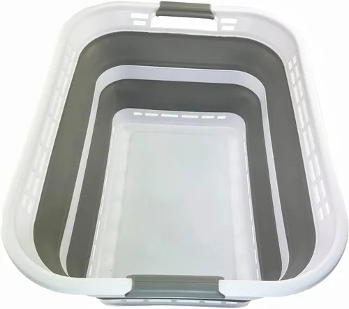 SAMMART Cesta plegable de plástico para la ropa sucia de 42L (11 galones), contenedor de almacenamiento plegable y organizador, tina de lavado