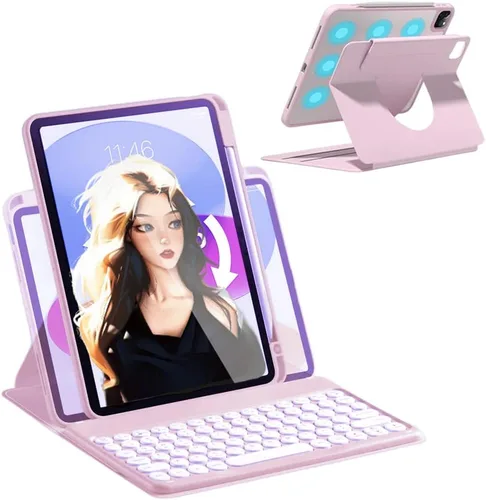 Miniatura 10 de Funda de teclado para iPad de 9ª/8ª/7ª generación, funda vertical para iPad 10.2/Air3/Pro10.5 con soporte para teclado y lápiz, soporte magnético