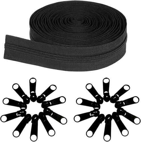 CANFON Cremalleras #8, 20 tiradores de cremallera de nailon de 360 pulgadas, rollo de cremallera a granel de 10 yardas para bolsas de costura a