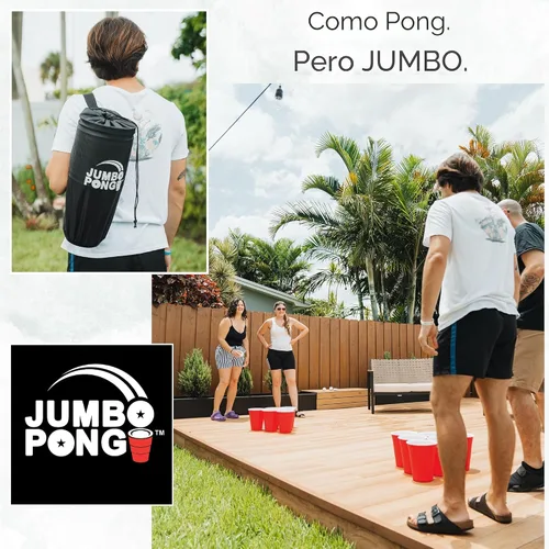 Miniatura 4 de Jumbo Pong - Juego de pong de patio gigante para exteriores, juegos de patio, césped, playa, camping, portón trasero o patio trasero - Copas