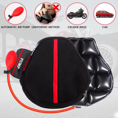 Miniatura 2 de GRAND PITSTOP - Cojín de asiento de aire para motocicleta, inflado y desinflado en movimiento, alivio de presión para asiento de motocicleta, a