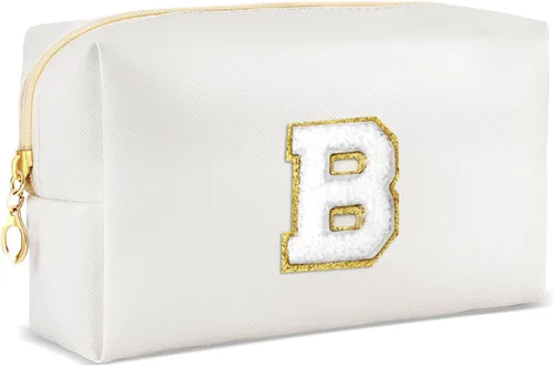 Miniatura 48 de URSKYTOUS Regalos para niñas, bolsa de maquillaje con inicial, bolsa de cosméticos personalizada con cremallera, bonita bolsa de aseo de viaje, Azul