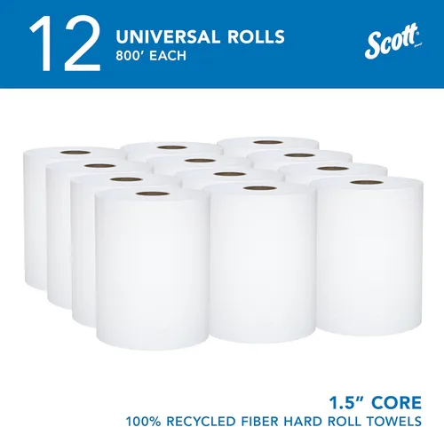 Miniatura 2 de Scott Professional Universal toallas de papel en rollo de fibra 100% reciclada, a granel (01052), núcleo duro de 1.5' de diámetro, bolsillos