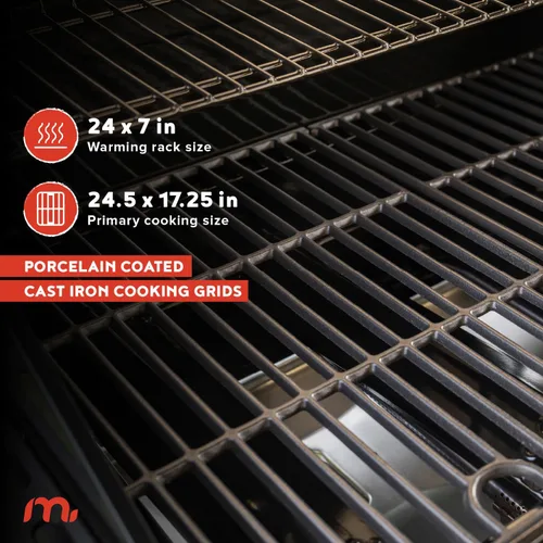 Miniatura 4 de Megamaster - Parrilla de gas de 4 quemadores con quemador lateral y cubierta de parrilla, 52,000 BTUs, área de cocción de 568 pulgadas cuadradas