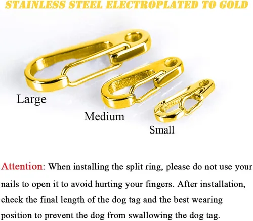 Miniatura 4 de Clips para placa de identificación para perro, paquete de 2 unidades, clip rápido de acero inoxidable 304 de varios tamaños con anillos/soporte