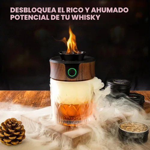 Miniatura 2 de Kit de ahumador de whisky eléctrico con antorcha, los mejores regalos de whisky para hombres, 6 astillas de madera – Infundir ricos sabores ahumados