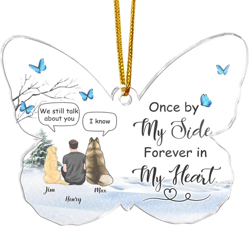 Miniatura 9 de Gossby Adorno conmemorativo de perro en forma de mariposa de acrílico personalizado – Regalo personalizado de condolencias de perro con diseño