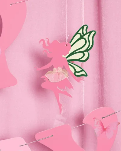 Miniatura 5 de xo, Fetti Cartel de cumpleaños de hadas de jardín – Juego de pancartas de mariposa 3D Decoraciones de fiesta de niños, cumpleaños de fiesta de té