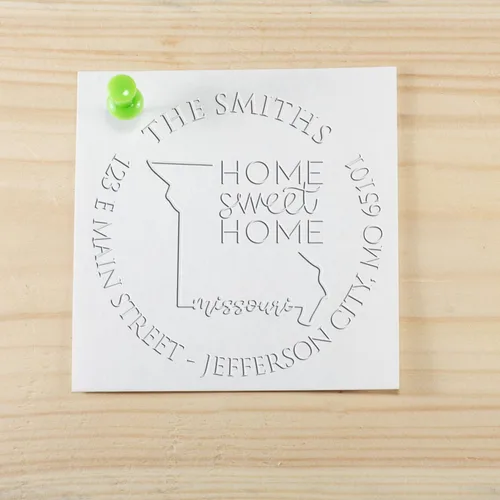 Miniatura 25 de Sello en relieve de dirección personalizado para nuevos propietarios de viviendas, sello redondo de 1-5/8 para dirección de casa, estampado