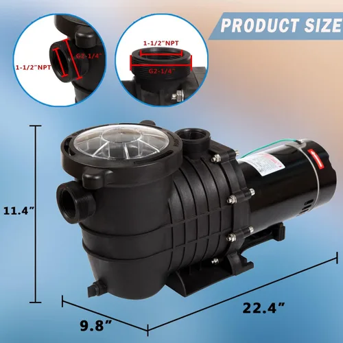 Miniatura 4 de TOPWAY 2HP 110V/230V Bomba de piscina de doble voltaje 114GPM filtro jardín lnground y piscinas sobre el suelo bomba de agua