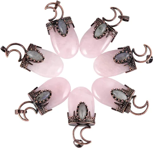 Miniatura 3 de TUMBEELLUWA Collar con colgante de piedra de cristal curativo natural para hombres y mujeres, collar de piedra ovalada de Reiki con piedra