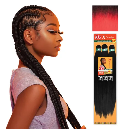 Miniatura 51 de Sensationnel X-Pression - Trenzas prestiradas, 3 unidades, 58 pulgadas, paquete de 1 unidad, 1B