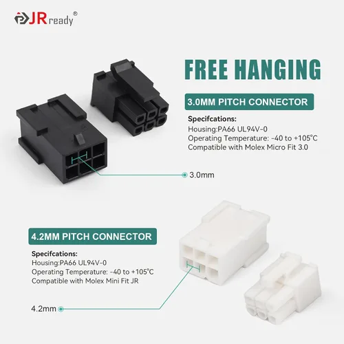 Miniatura 3 de JRready ST6491 Kit de conectores de doble fila de 2/4/6/8 de 0.118 in y 0.165 in, compatible con Molex Micro-Fit 3.0 y Mini-Fit Jr. 5557/5559