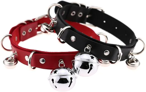 Miniatura 6 de FM FM42 Multicolor PU Simulated Leather Black-tone Silver-tone 4cm Large Bell Rivets Neckband Choker Necklace