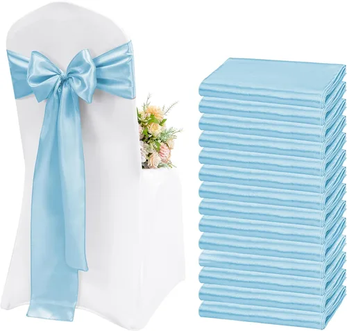 Miniatura 19 de 60 bandas de satén para silla, color burdeos, para fiestas, hoteles, bodas, recepciones, restaurantes y decoración de eventos (7 x 108 pulgadas)