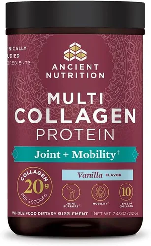 Ancient Nutrition Proteína de colágeno en polvo, proteína de colágeno múltiple en polvo para articulaciones + movilidad, 20 porciones, suplemento