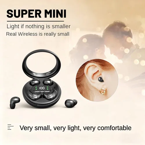 Miniatura 3 de Dos pares de mini auriculares Bluetooth invisibles, cómodos auriculares inalámbricos para dormir, con micrófono, auriculares impermeables IPX5