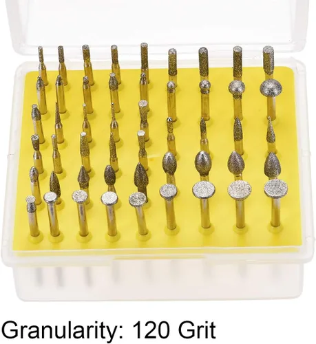 Miniatura 3 de uxcell Juego de brocas de diamante para fresas, herramientas rotativas de tallado para piedra de vidrio, cerámica, grano 120, vástago de 1/8