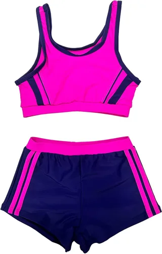 TAIKMD Conjunto deportivo deportivo de 2 piezas para niñas y niñas, conjunto deportivo activo con pantalones cortos deportivos para traje de baño
