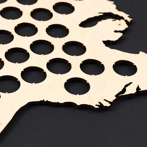 Miniatura 5 de All States Beer Cap Map Connecticut – 16 x 12 pulgadas – 56 tapas – Connecticut Beer Cap Holder – Madera contrachapada de abedul