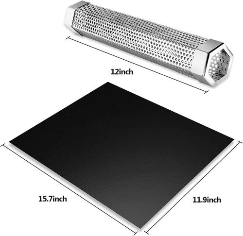 Miniatura 7 de Tubo de humo para pellets, ahumador de pellets de 12 pulgadas, además de estera de barbacoa de fibra de vidrio resistente al calor