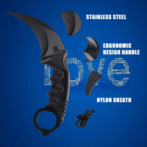 Miniatura 4 de TOPOINT - Paquete de 2 cuchillos Karambit sin filo de corte sin filo con funda para principiantes (negro y rojo)