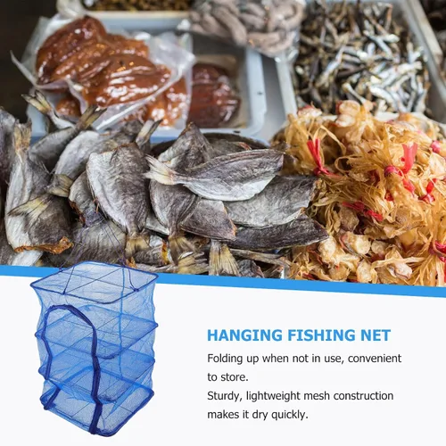 Miniatura 5 de Jaula de pescado plegable Estante de secado de peces Estante colgante para secadora colgante para lavandería Camarones Red de secado de peces Red