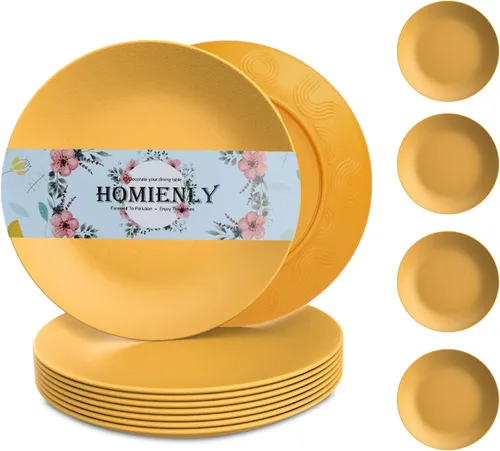 Miniatura 24 de Homiely Juego de 8 Platos para Cena - Paja de Trigo, Apto para Microondas y Lavavajillas, Irrompible, Platos para Niños