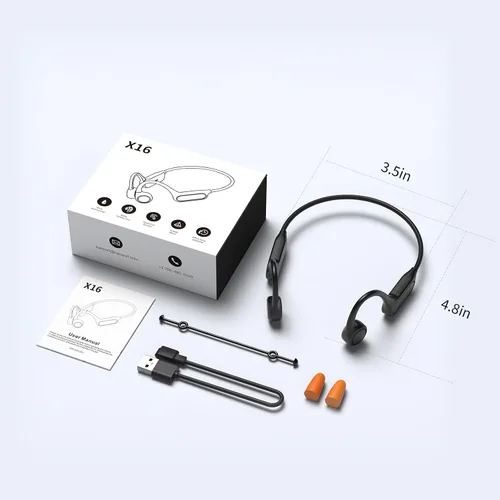 Miniatura 8 de Haowolf Auriculares de conducción ósea, Bluetooth 5.4 con micrófono abierto IPX8 impermeables, auriculares de natación 10 horas de reproducción