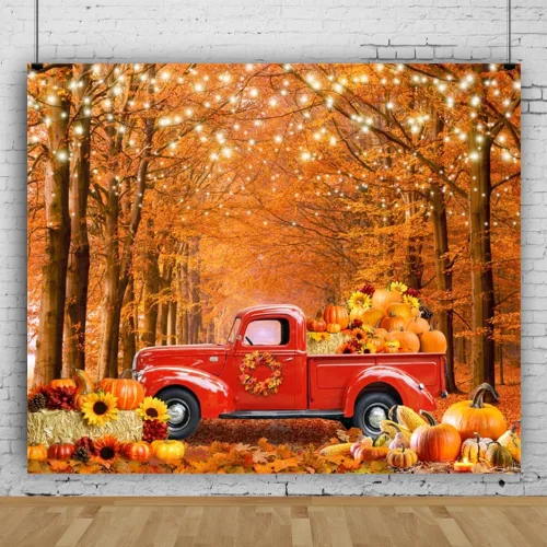Miniatura 23 de Telón de fondo de paisaje de bosque otoñal para fotografía, paisaje de otoño, hojas de día de Acción de Gracias, calabaza, girasol, fondo