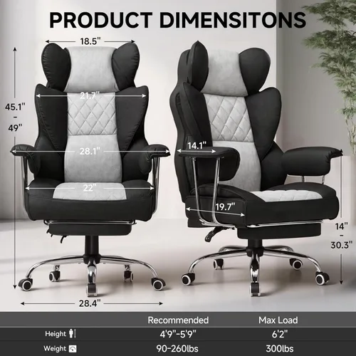 Miniatura 3 de GTPLAYER Silla para videojuegos, silla de oficina con soporte lumbar de resorte de bolsillo, ergonómica y cómoda, silla de escritorio de oficina