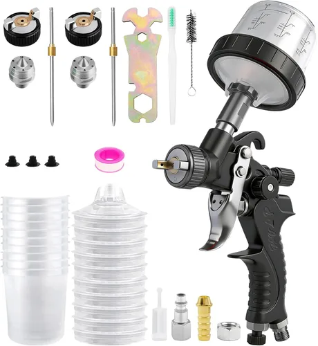 Miniatura 7 de Mini pistola de pulverización HVLP con boquillas de 0,5/0,8/1,0 mm y taza de 125cc, pistola de pintura automotriz para pintar autos, pistola