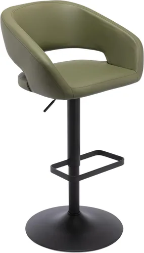 Miniatura 13 de Vogue Furniture Direct Taburete de bar ajustable con respaldo y brazos huecos, moderno taburete giratorio de piel sintética, silla de barra de Negro