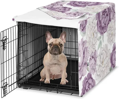 Miniatura 35 de Sweet Jojo Designs Cubierta para jaula de perro de 36 pulgadas (Boho Floral Rosa/Gris) para niñas, cubierta para perrera