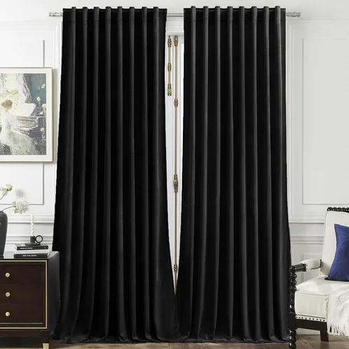 Miniatura 27 de Timeper Cortinas opacas de terciopelo negro de 42 pulgadas de ancho x 84 pulgadas de largo, cortinas opacas para dormitorio, sala de estar, cortinas