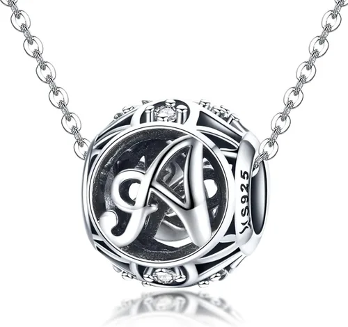 Miniatura 5 de Plata de ley 925 con piedras cúbicas, opciones completas de regalo de la A Z, cuentas de letras del alfabeto para pulseras europeas Pandora
