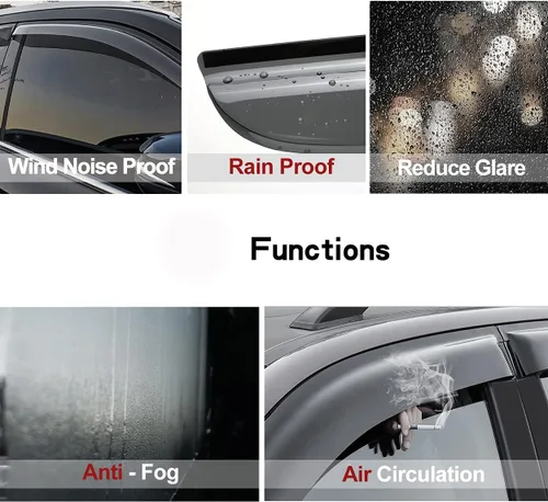 Miniatura 2 de 94117 Deflector de ventilación de viento para ventana lateral, 4 unidades de protector de lluvia de humo oscuro para Jeep Commander 2006-2010