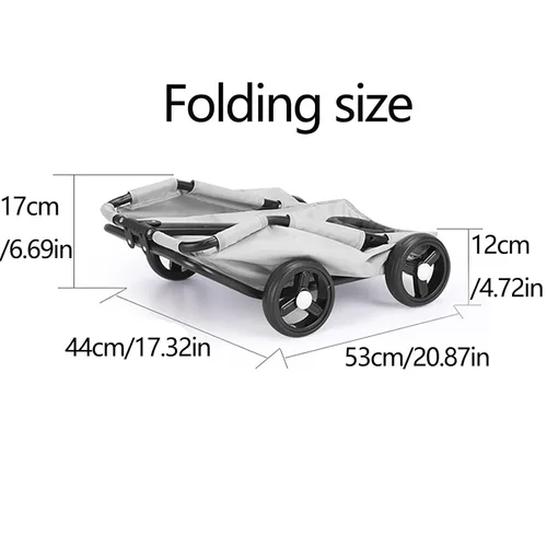 Miniatura 9 de Cochecito de lujo para mascotas, gris, diseño plegable con toldo ajustable, vagón para perros pequeños y gatos, con mango extendido
