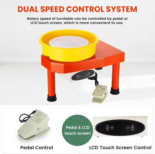 Miniatura 4 de Huanyu Máquina de cerámica Máquina de cerámica Rueda de cerámica 250W 30CM Máquina formadora de cerámica con pedal y lavabo desmontable