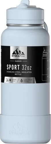 Miniatura 10 de Hydrapeak Botella de agua deportiva aislada de 32 onzas con tapa con popote, a prueba de fugas y derrames, mantiene las bebidas frías durante 24