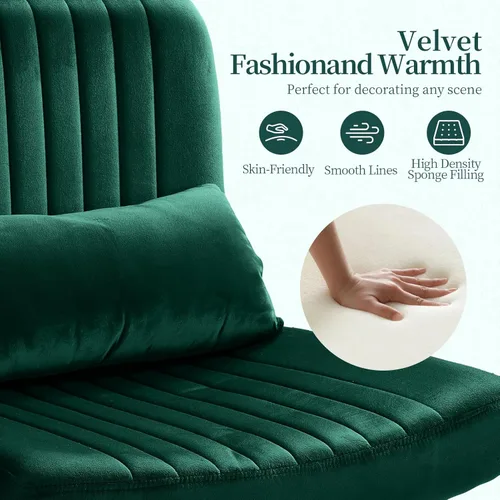 Miniatura 8 de Warmiehomy Silla de oficina cruzada de terciopelo con ruedas, silla de escritorio de lujo con patas cruzadas para dormitorio, silla de computadora