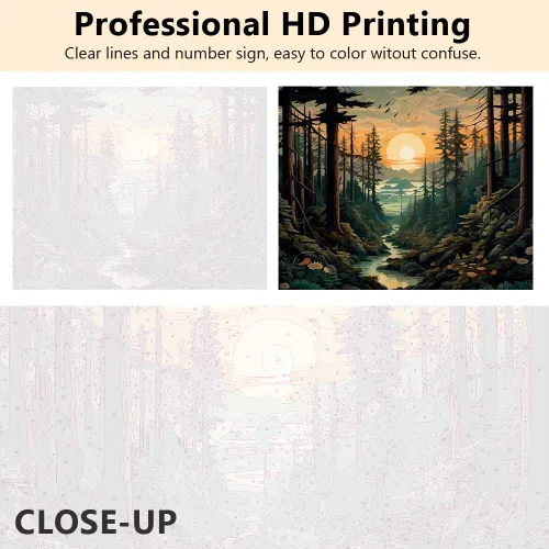 Miniatura 5 de TUMOVO Pintura por números para adultos, lienzo de paisaje forestal, kits de pintura por números, kits de pintura por números, pintura para adultos