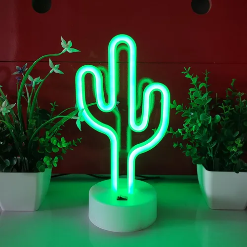 Miniatura 2 de JYWJ Letreros de neón con base de soporte, luz de neón alimentada por USB o 3 pilas AA, decoración de pared de escritorio LED, varias fiestas