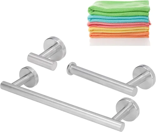 Miniatura 10 de TITA-DONG Toallero de acero inoxidable, bordes más suaves, toallero a prueba de óxido, almacenamiento ordenado, toallero duradero para baño, cocina