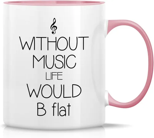 Miniatura 18 de Retreez - Taza divertida con texto en inglés "Without Music Life Would B Flat Musician", 325 ml, tazas de café de cerámica, divertidas, sarcásticas