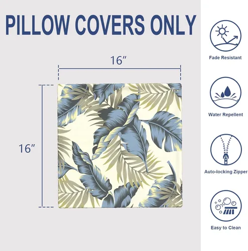 Miniatura 163 de Juego de 2 almohadas para exteriores de 16 x 16 pulgadas, repelentes al agua con interiores, para muebles de patio, hogar, jardín, geometría bohemia