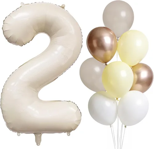 Miniatura 17 de Globo color crema número 1 de 40 pulgadas, color beige nude, número 1, con globos de arena blanca, globos beige nude champán, crema neutra