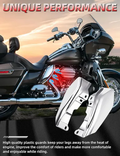Miniatura 6 de Amazicha Deflector de aire cromado de marco medio compatible con Harley Davidson Touring Electra Glide/Street Glide/Road Glide/Tri Glide/Road King